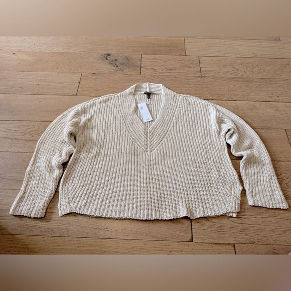 Eileen Fisher Organic Cotton Tape Sweater Women's Taupe Size XL NWT - Picture 1 of 11
